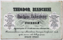 Reklamtryck. Theodor Bianchini Parfym Fabrikör
