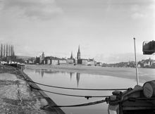 Utsikt mor Riddarfjärden och Riddarholmen från Norr Mälarstrand. Isen är på väg att gå upp