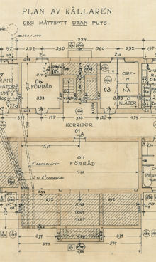 Beckomberga sjukhus, paviljong 10B för rumspatienter,  källarplan